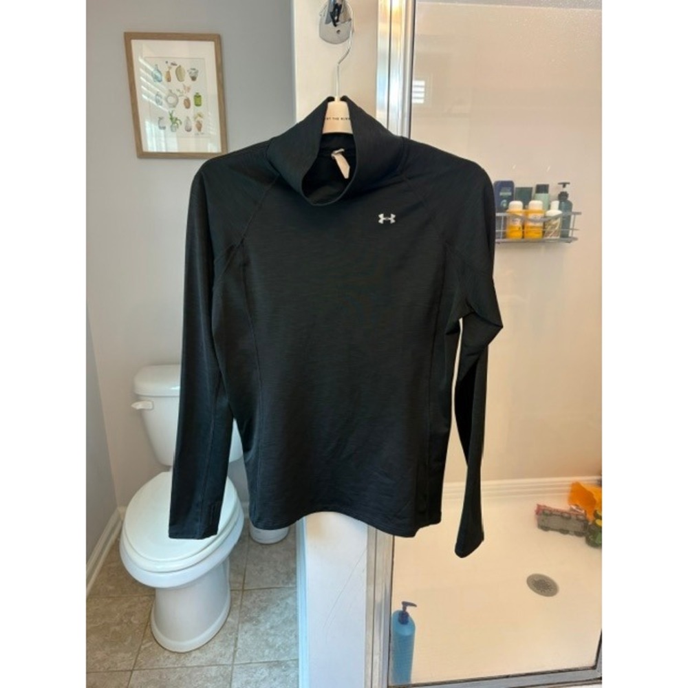 Under Armour ColdGear Fitted Mock Neck Long Sleeve Base Layer Black Womens Large